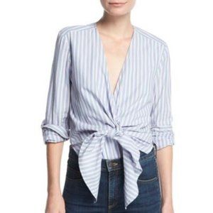 Veronica Beard “Diana” Striped Bodysuit Sz. M Medium blue white blouse top